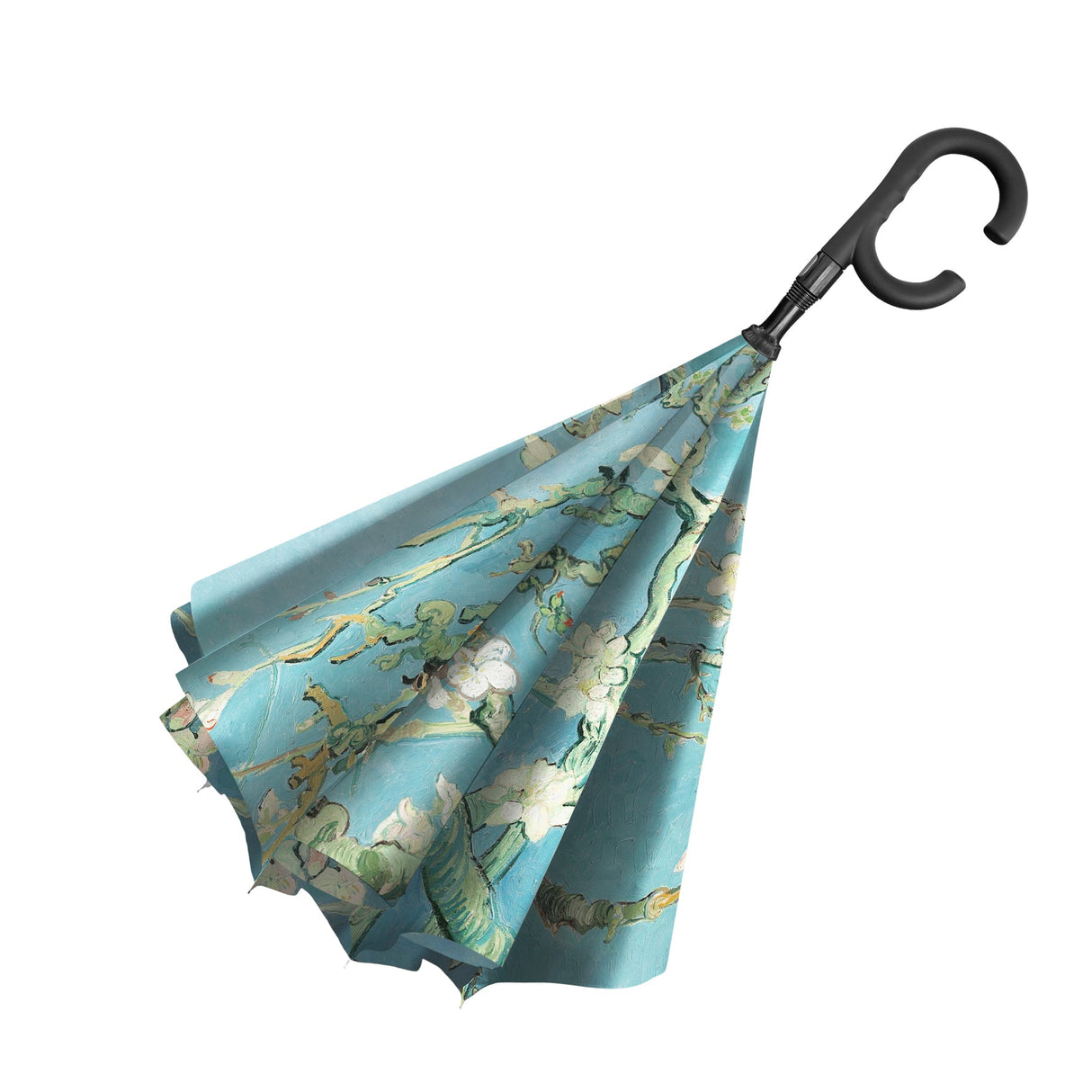 van Gogh Almond Blossom Reverse Inverted Umbrella – Windproof, Hands-Free