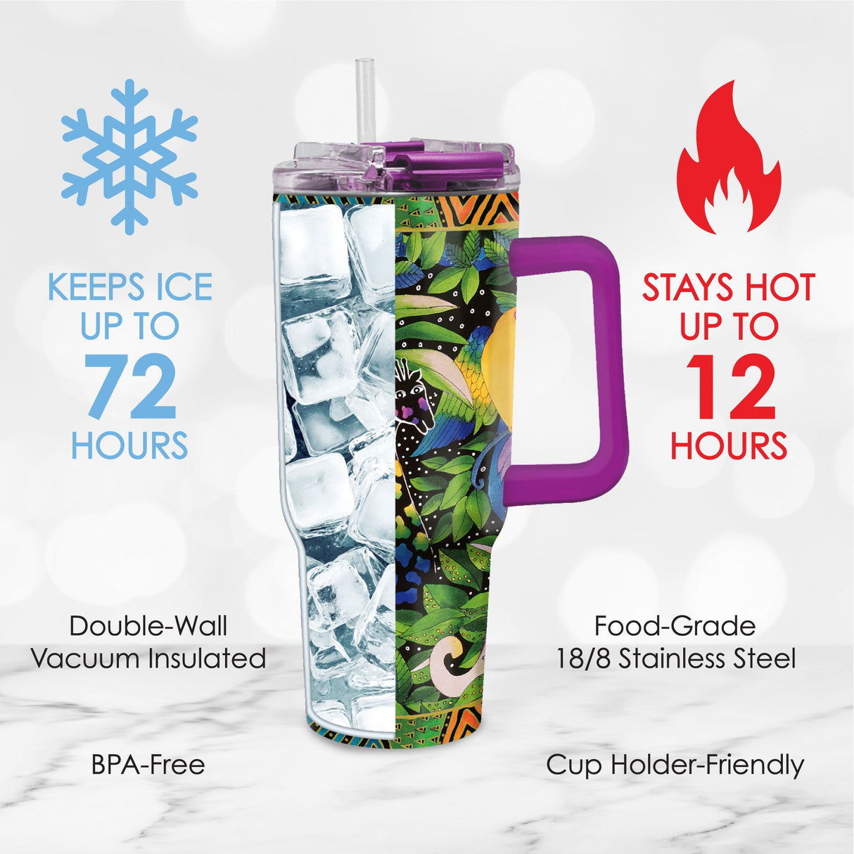 30 oz Tumbler - Laurel Burch "Jungle Song"