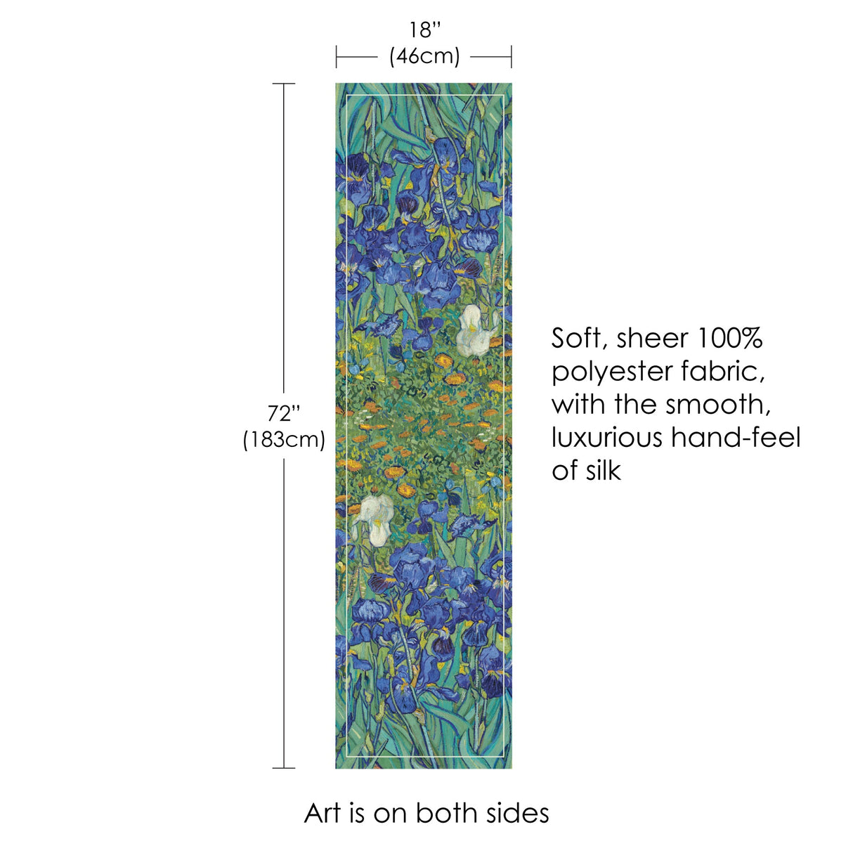 van Gogh Irises Long Sheer Scarf – Lightweight, Elegant, Silky-Soft