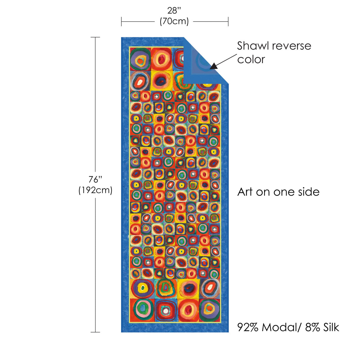 Kandinsky Circles Silk Blend Shawl – Lightweight Dressy Wrap for Women