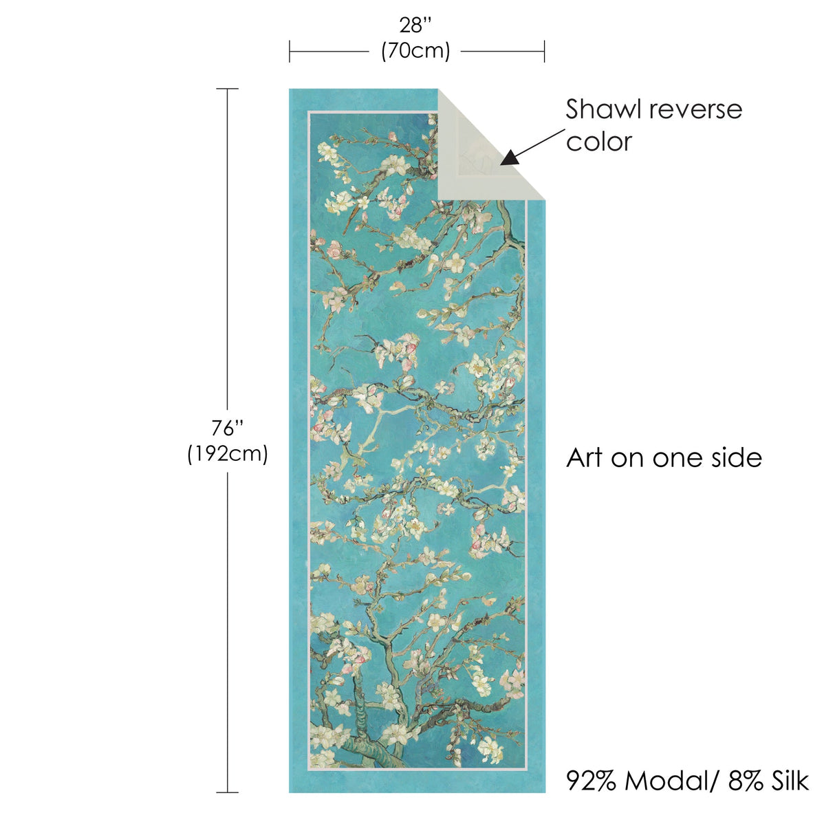 van Gogh Almond Blossom Silk Blend Shawl – Lightweight Dressy Wrap for Women