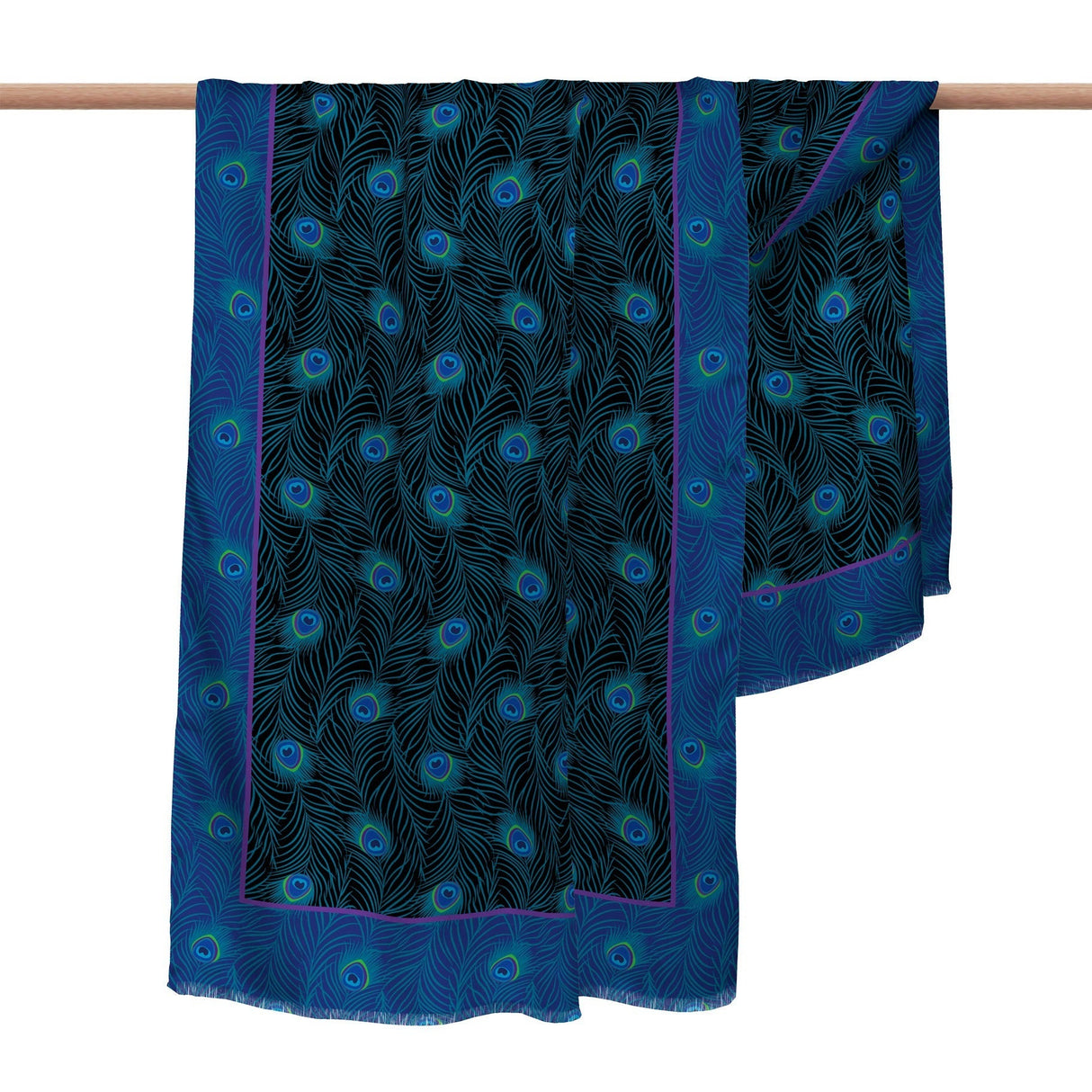 Peacock Black Silk Blend Shawl – Lightweight Dressy Wrap for Women