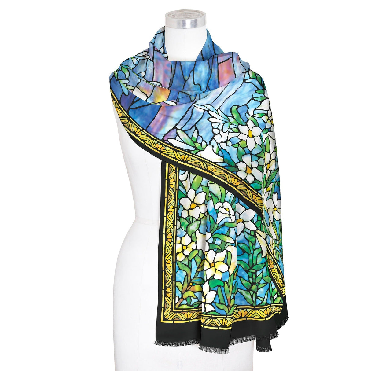 Tiffany Field of Lilies Silk Blend Shawl – Lightweight Dressy Wrap for Women