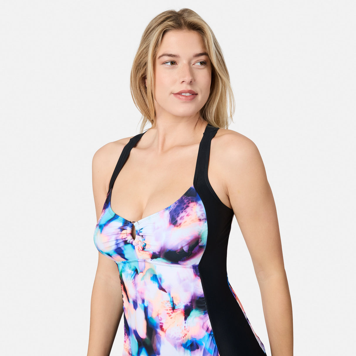 Women's Prism Floral Shirred Front Tankini Top