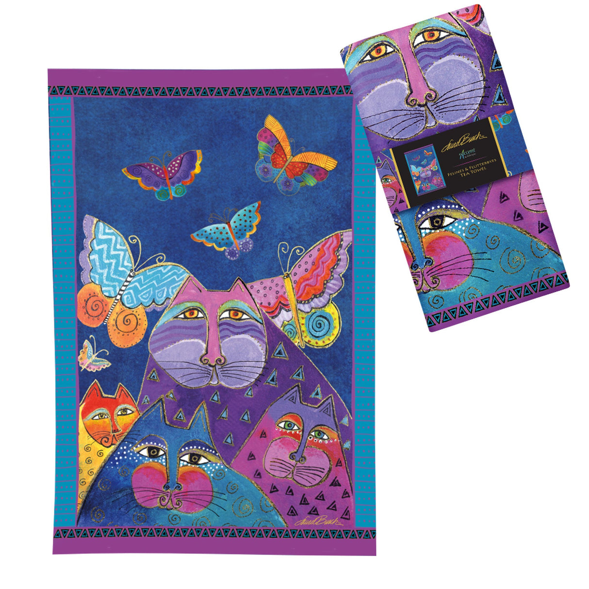 Laurel Burch Flutterbyes Cotton Tea Towel – Flat Weave, Absorbent
