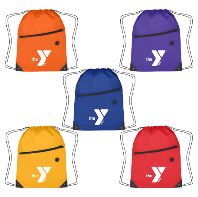 Drawstring Backpack with Front Zipper