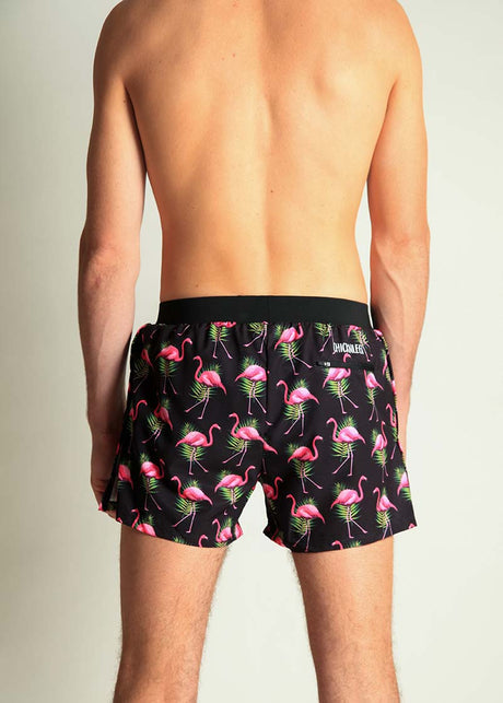 Men's Flamingos 4" Half Split Shorts (Black) XS, S, M, L, XL