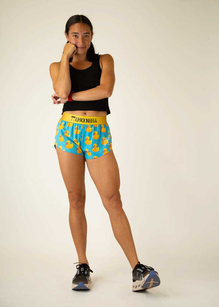 Women's Rubber Ducky 1.5" Split Shorts (XXS-XL)