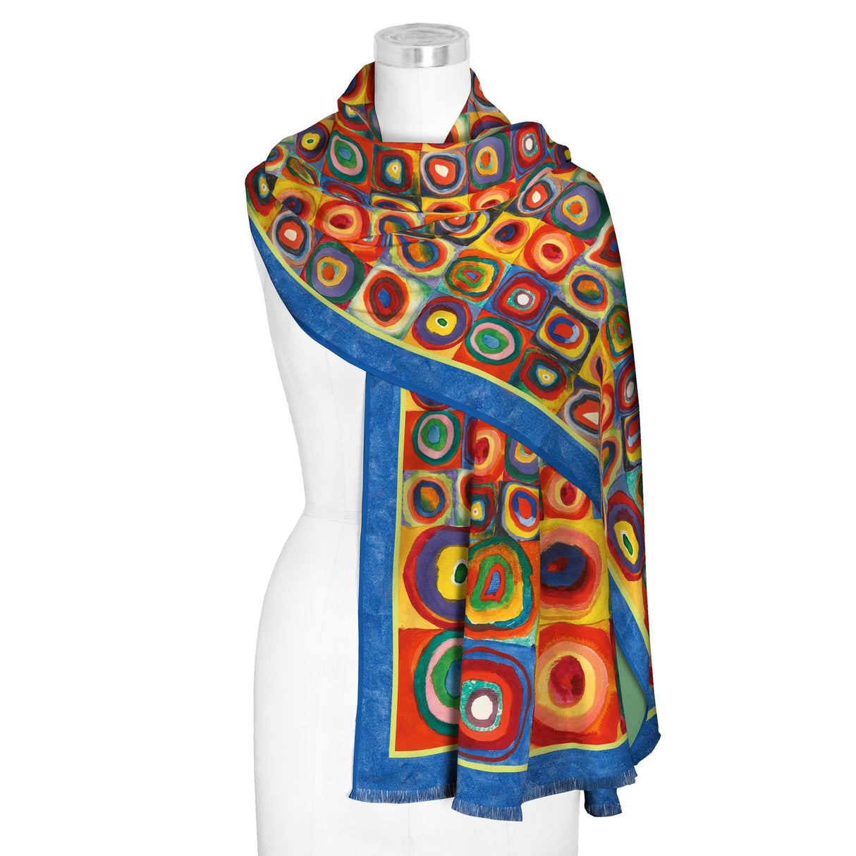 Kandinsky Circles Silk Blend Shawl – Lightweight Dressy Wrap for Women