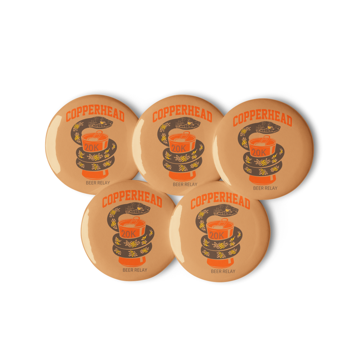 Copperhead Beer Relay Bib Button Pins - Set of 5
