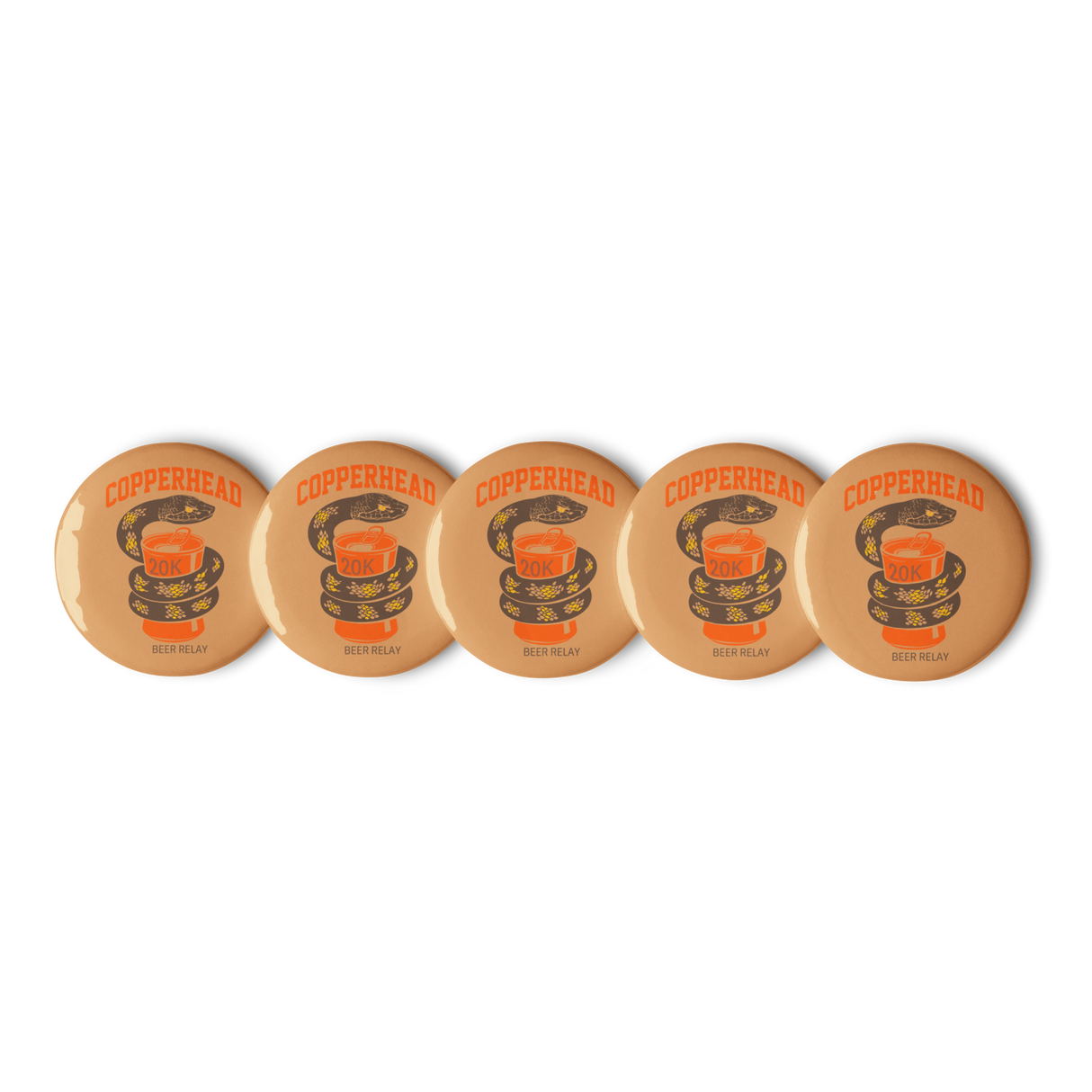 Copperhead Beer Relay Bib Button Pins - Set of 5