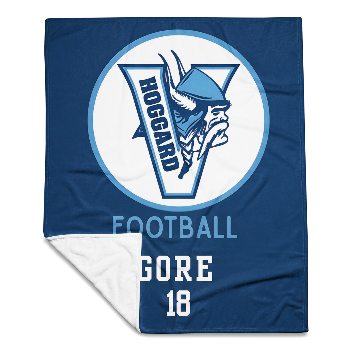 Hoggard Vikings Football Plush Fleece Blanket — Custom Name + Team Number