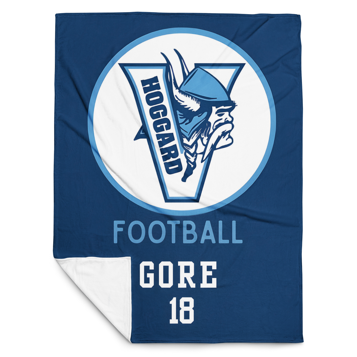 Hoggard Vikings Football Plush Fleece Blanket — Custom Name + Team Number