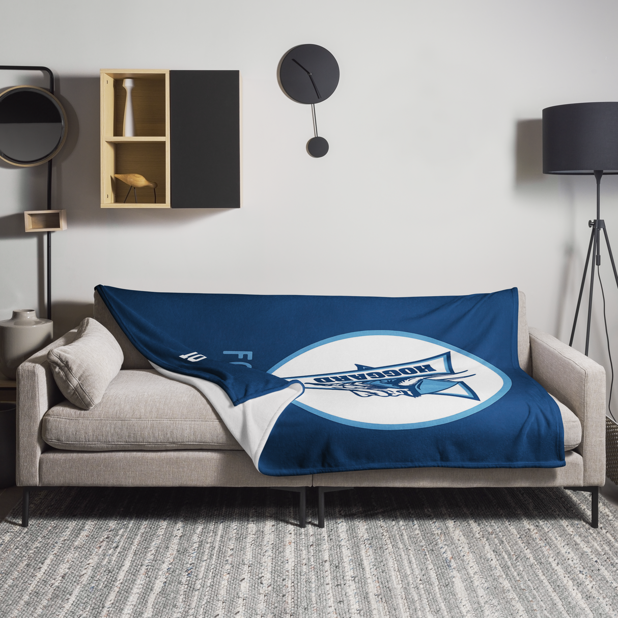 Hoggard Vikings Football Plush Fleece Blanket — Custom Name + Team Number