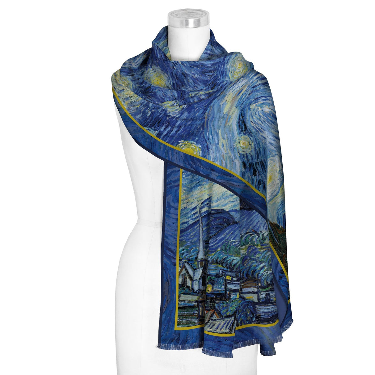 van Gogh Starry Night Silk Blend Shawl – Lightweight & Elegant Evening Wrap