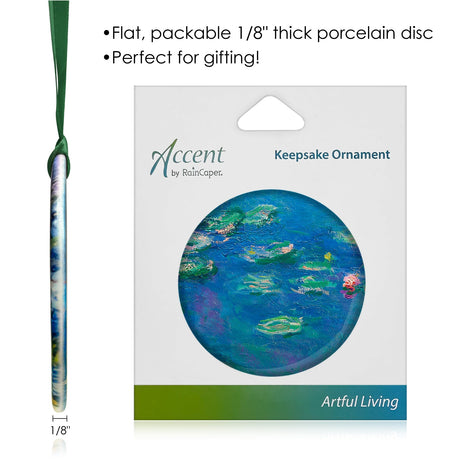 Monet Water Lilies Porcelain Keepsake Ornament – Flat Ceramic, Gift-Ready