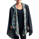 Black & William Morris Strawberry Thief Reversible Rain Cape Poncho – Hooded Womens Wrap