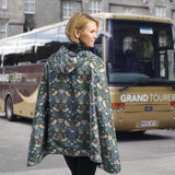 Black & William Morris Strawberry Thief Reversible Rain Cape Poncho – Hooded Womens Wrap