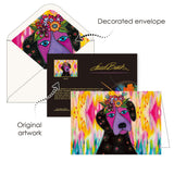 Laurel Burch Dogs - Boxed Blank Note Cards – Set of 16 in a Keepsake Gift Box