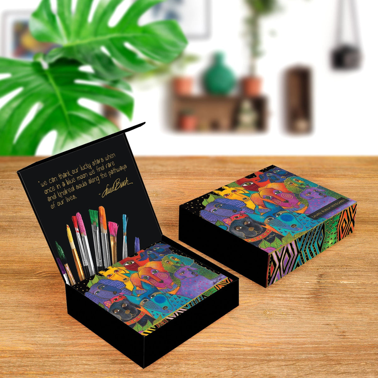 Laurel Burch Dogs - Boxed Blank Note Cards – Set of 16 in a Keepsake Gift Box