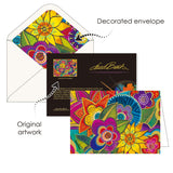 Laurel Burch Florals - Boxed Blank Note Cards – Set of 16 in a Keepsake Gift Box