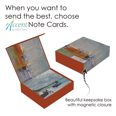 Monet Boats - Boxed Blank Note Cards – Set of 16 in a Keepsake Gift Box