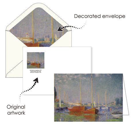 Monet Boats - Boxed Blank Note Cards – Set of 16 in a Keepsake Gift Box