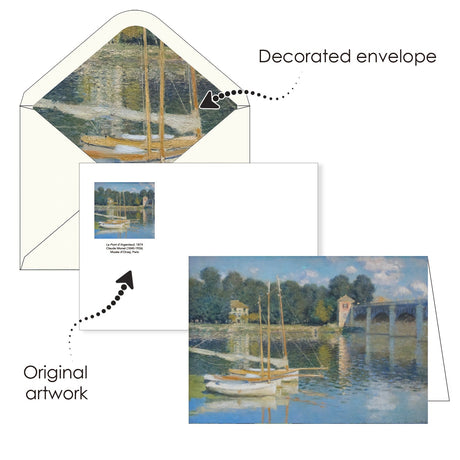 Monet Boats - Boxed Blank Note Cards – Set of 16 in a Keepsake Gift Box