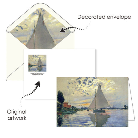 Monet Boats - Boxed Blank Note Cards – Set of 16 in a Keepsake Gift Box