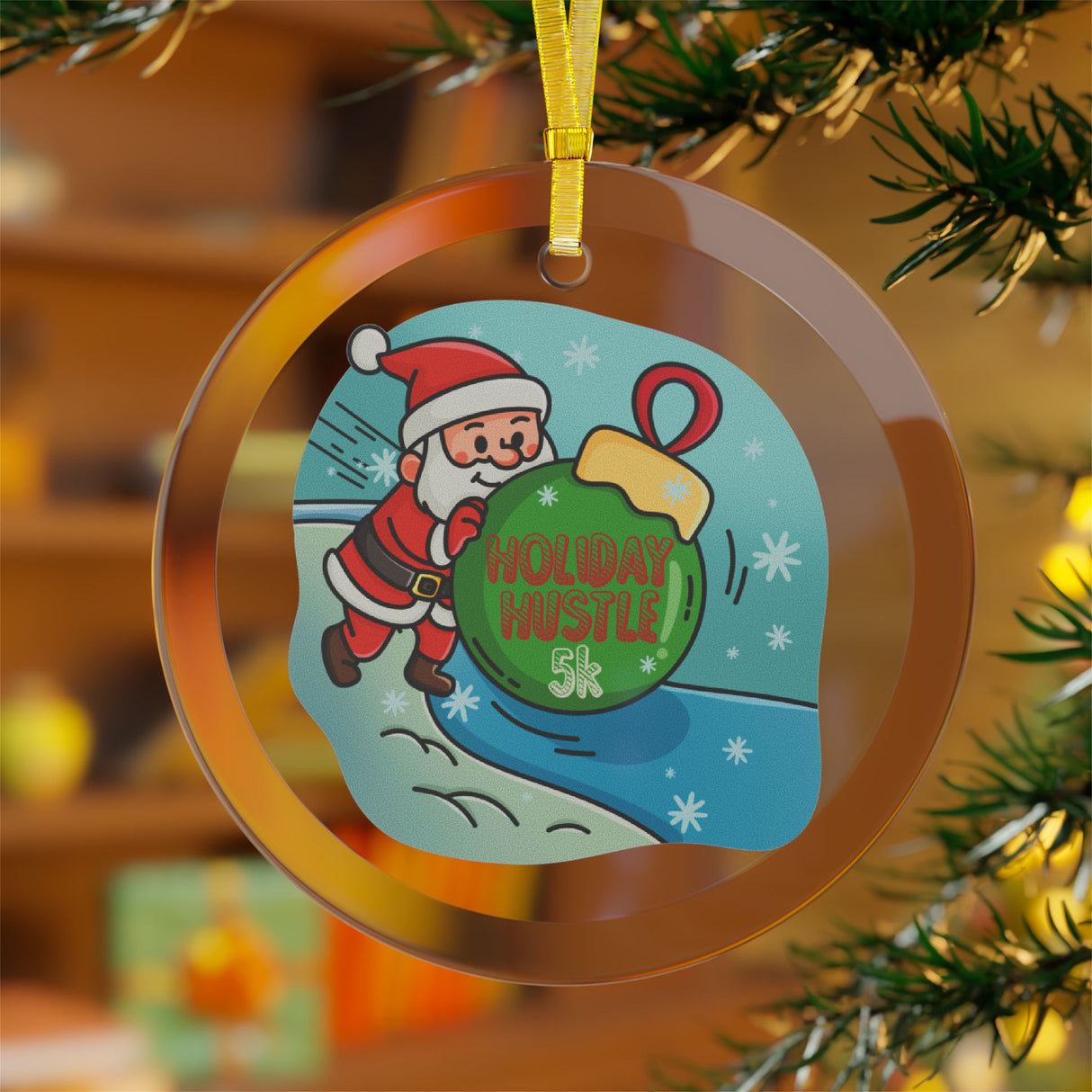 Holiday Hustle 5K Glass Ornament