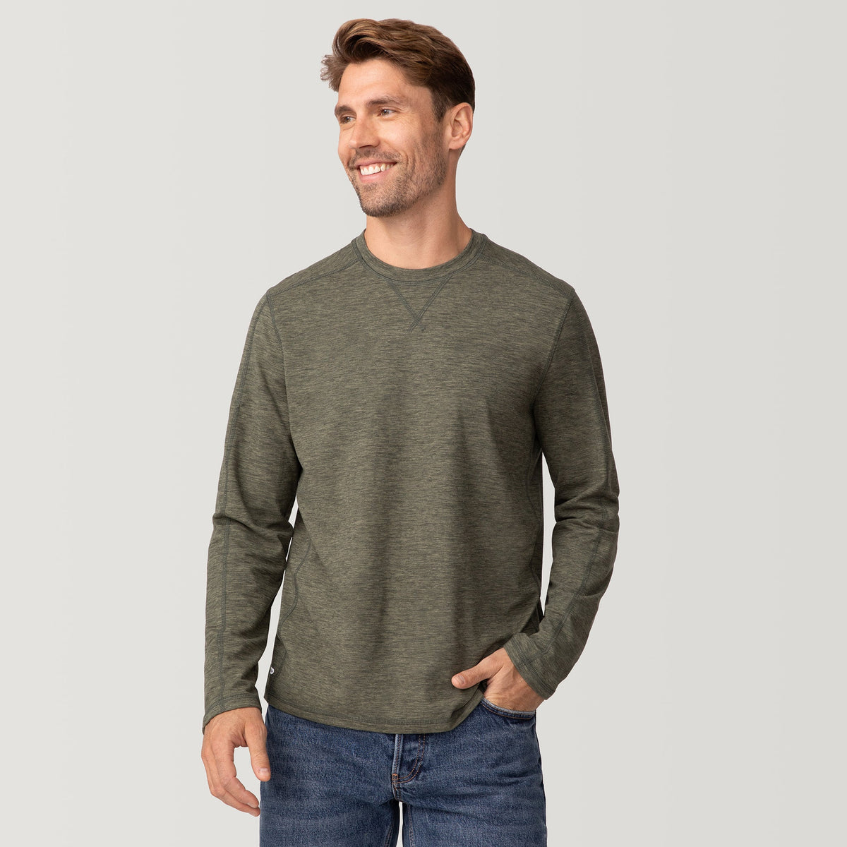 Men's FreeCycle® Sueded Spacedye Long Sleeve Crew Neck