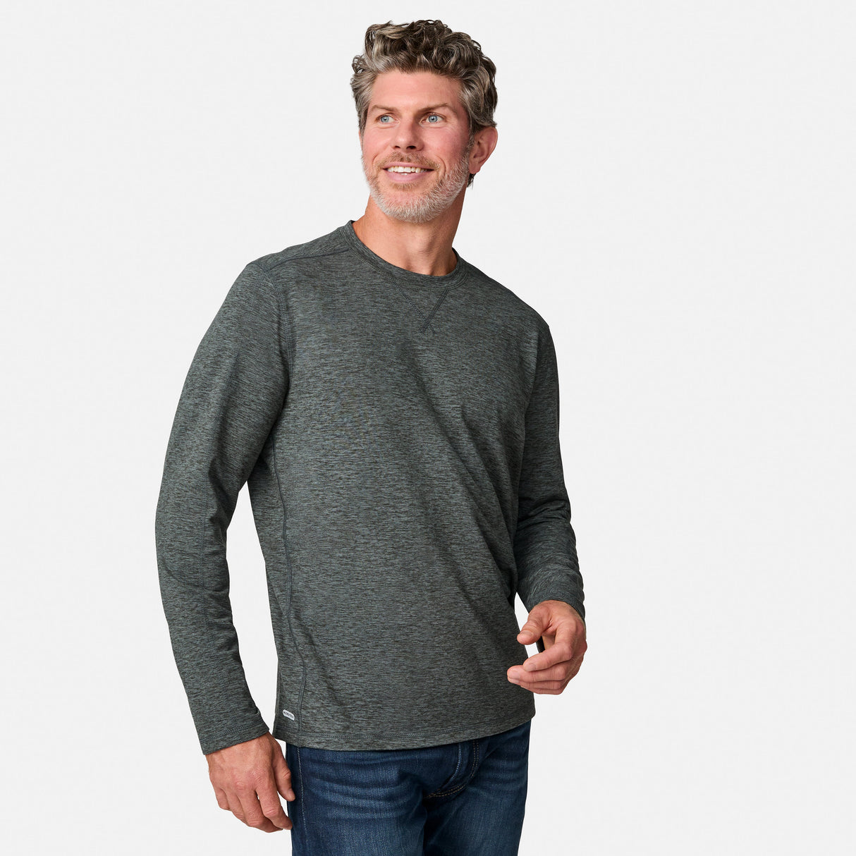 Men's FreeCycle® Sueded Spacedye Long Sleeve Crew Neck