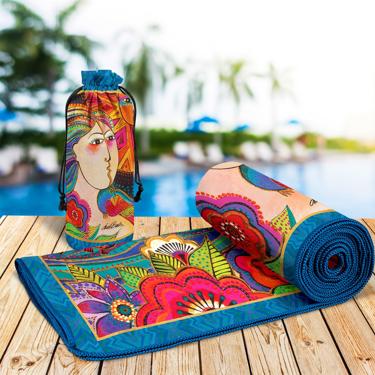 Laurel Burch Mikayla Oversized Beach Towel - Microfiber, Quick-Dry