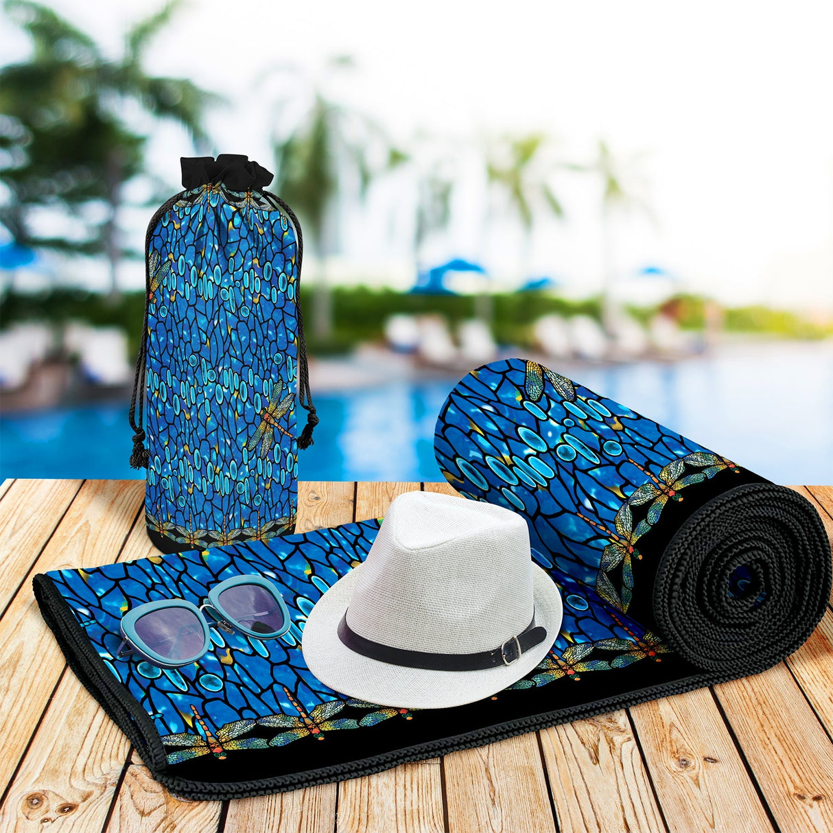 Tiffany Dragonfly Oversized Beach Towel - Microfiber, Quick-Dry