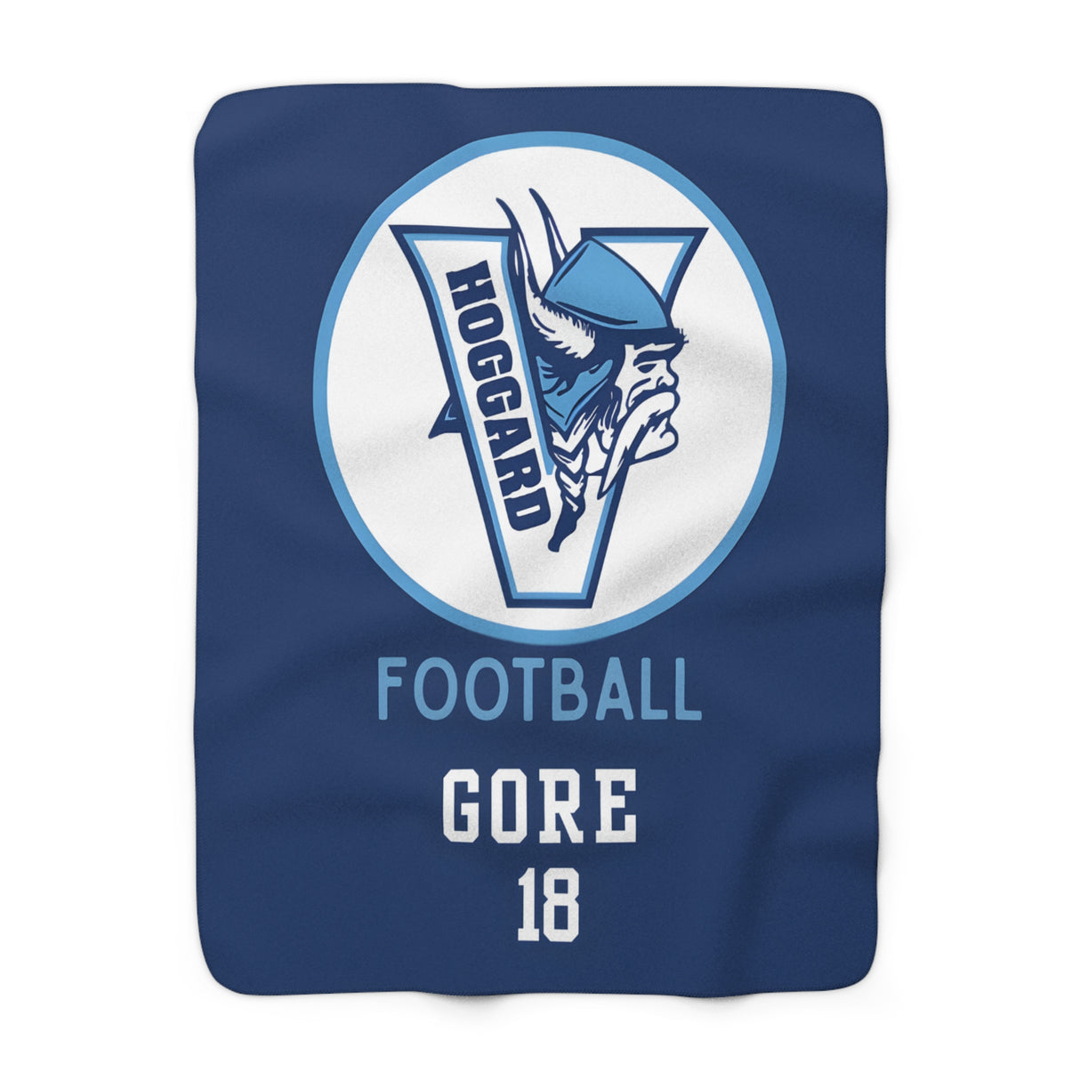 Hoggard Vikings Football Sherpa Blanket — Custom Name + Team Number