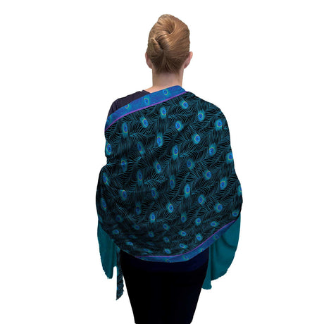 Peacock Black   Silk Blend Shawl – Lightweight Dressy Wrap for Women