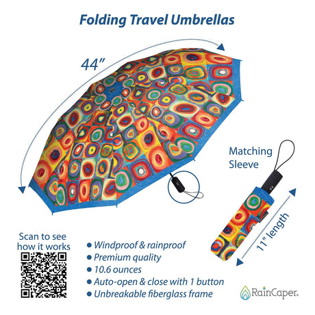 Kandinsky Circles Travel Umbrella – Compact, One-Touch Open & Close