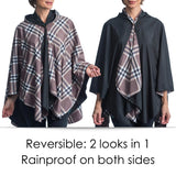Black & Coco Plaid Rainproof Hooded Rain Cape – Women's Rain Poncho