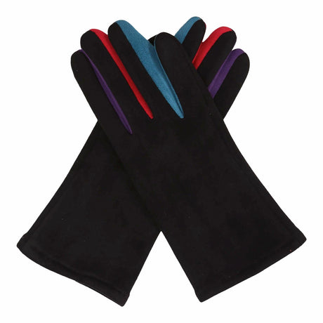 Black & Multicolor Womens Touch Screen Gloves - One Size Fits All