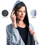 Black & Pewter Rainproof Hooded Rain Cape – Lightweight Women's Rain Wrap
