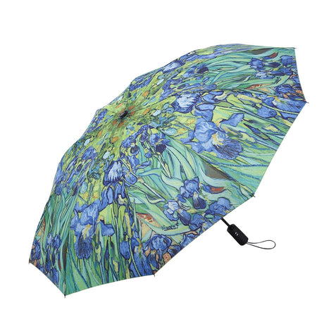 van Gogh Irises Travel Umbrella – Compact, One-Touch Open & Close