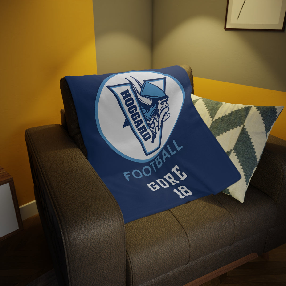 Hoggard Vikings Football Plush Fleece Blanket — Custom Name + Team Number