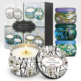 Tiffany Floral Scented Scented Clean Soy Candles - Gift Boxed Set of 4 Scents