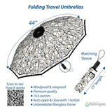 Tiffany Magnolia Travel Umbrella – Compact, One-Touch Open & Close
