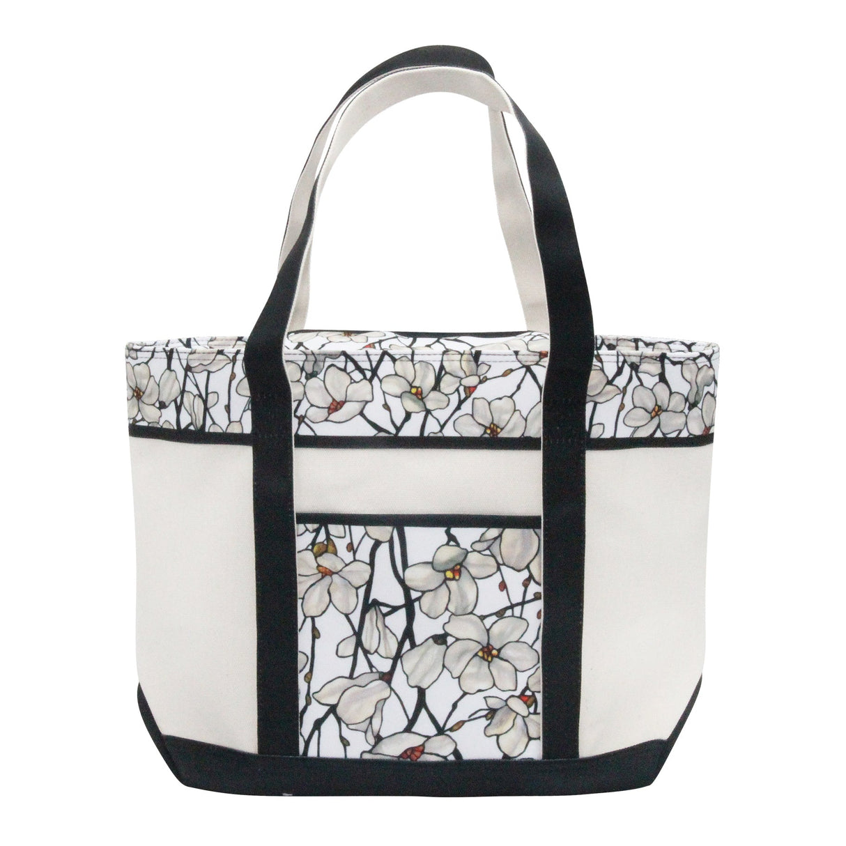Tiffany Magnolia Large Canvas Boat Tote – Zipper Top & Pockets