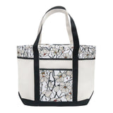 Tiffany Magnolia Large Canvas Boat Tote – Zipper Top & Pockets