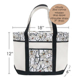Tiffany Magnolia Large Canvas Boat Tote – Zipper Top & Pockets