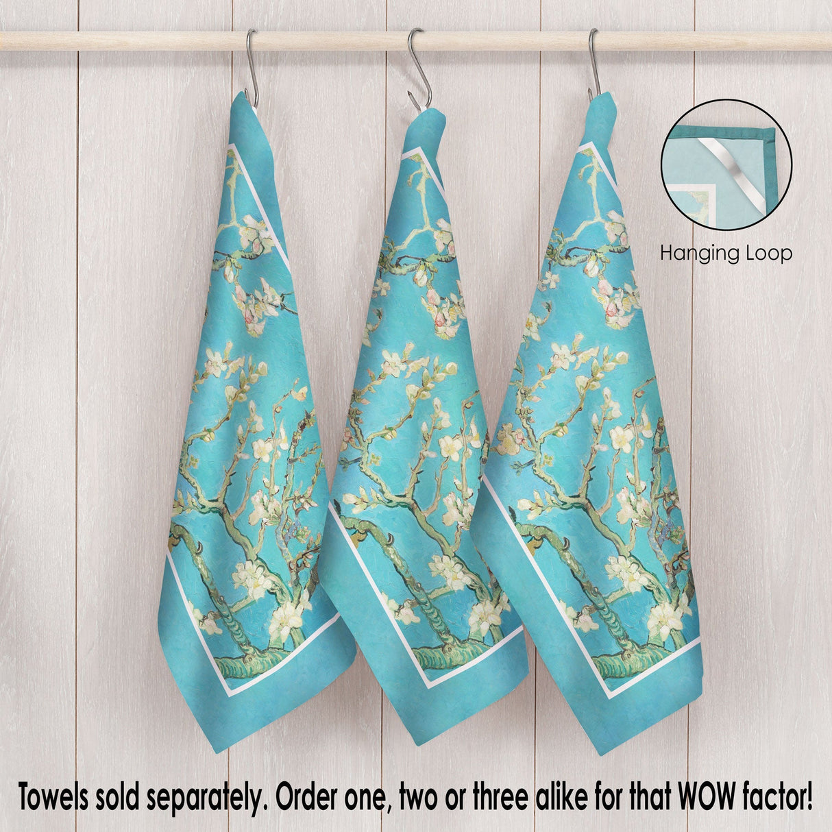 van Gogh Almond Blossom Cotton Tea Towel – Flat Weave, Absorbent