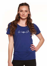 Heartbeat Coffee Printed Women's Bamboo/Cotton Short Sleeve Scoop Neck T-Shirt
