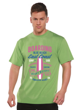 Boarding Blue Beach Men's Bamboo Viscose/Organic Cotton Short Sleeve Graphic T-Shirt